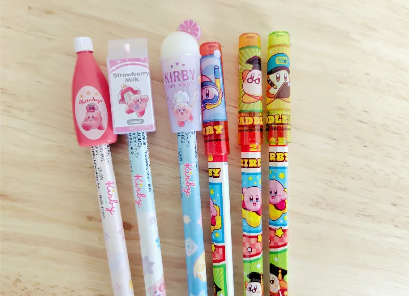 カービィ鉛筆にカービィ鉛筆キャップをつけた