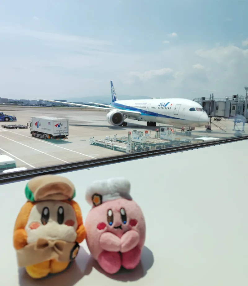 大阪空港のカービィとワドルディと飛行機